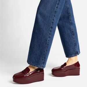 Larroude Burgundy Platform Loafers